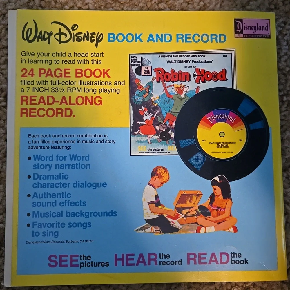 Walt Disneys Story of Pinocchio Read-Along Book & 7 Inch 33 1/3 RPM Record - Picture 2 of 5